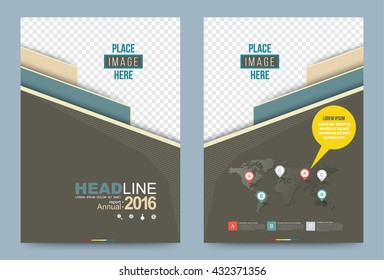 Brown green Cover design template. Vector illustration. Use for annual report brochure flyer, Leaflet presentation background, Front and back layout in A4 size