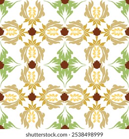 Brown, green digital ikat pattern for creating beautiful fabric designs and other elements of the fashion industry and home interior (wrapping, silk, scarf, clothing, background, carpets, curtains) 