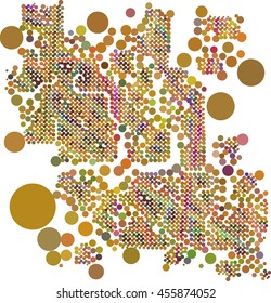 Brown green dot on white geometric shapes background