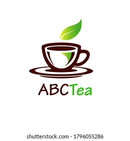 brown and green flat tea logo concept