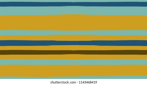 Brown, Green, Gray Painted Vector Seamless Summer Pattern Sailor Stripes. Trendy Textured Horizontal Modern Lines, Paintbrush Male Fabric Design. Vector Watercolor Seamless Stripes Cool Background