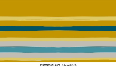 Brown, Green, Gray Vector Seamless Summer Pattern Painted Sailor Stripes. Trendy Textured Horizontal Hipster Lines, Paintbrush Male Fabric Design. Vector Watercolor Seamless Stripes Paint Background