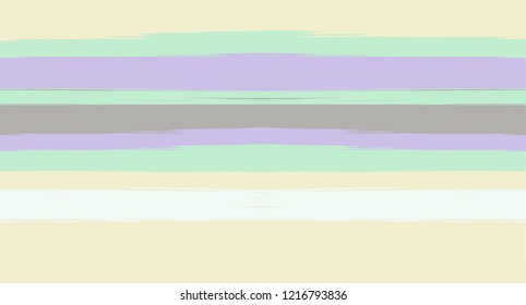 Brown, Green, Gray Vector Seamless Summer Pattern Funky Sailor Stripes. Grunge Textured Horizontal Graffiti Lines, Paint Brush Male Fabric Design. Vector Watercolor Seamless Stripes Nice Background