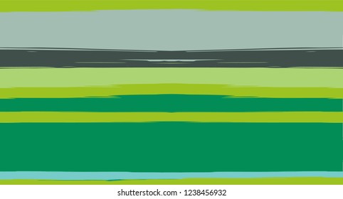 Brown, Green, Gray Vector Seamless Summer Pattern Painted Sailor Stripes. Simple Textured Horizontal Modern Lines, Paint Brush Male Fabric Design. Vector Watercolor Seamless Stripes Cool Background