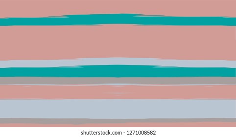 Brown, Green, Gray Vector Seamless Summer Pattern Painted Sailor Stripes. Grunge Textured Horizontal Modern Lines, Paintbrush Male Fabric Design. Vector Watercolor Seamless Stripes Track Background