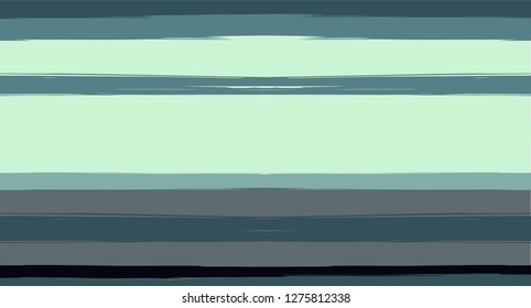 Brown, Green, Gray Vector Summer Pattern Painted Sailor Stripes. Trendy Textured Horizontal Hipster Lines, Paintbrush Male Fabric Design. Vector Watercolor Seamless Stripes Cool Background