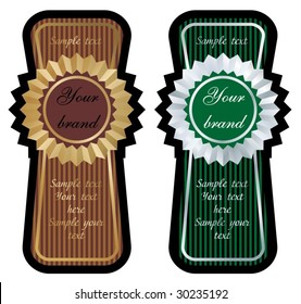 brown and green label set vector