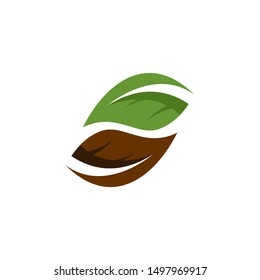 brown and green leaf logo. green leaf eco logo template - vector