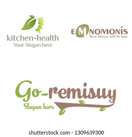 Brown green line art stem leaf face ribbon combination mark logo design concept vector suitable for resort spa healthy organic beauty salon skin care