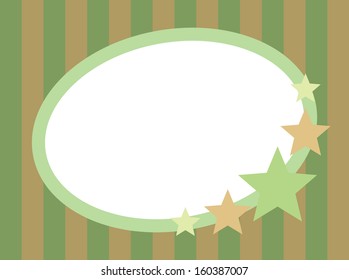 brown and green oval frame with stars