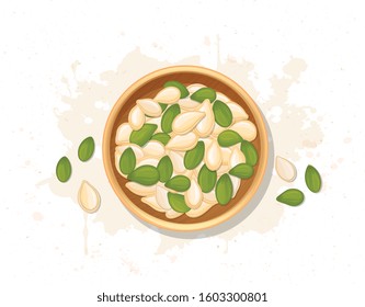 brown and green pumpkin seeds vector illustration 