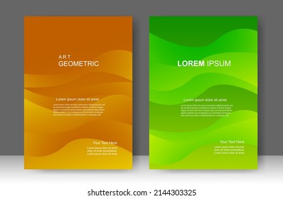 Brown and green wave Book cover design modern. Annual report. Brochure template, catalog. Simple Flyer promotion. magazine. Vector illustration