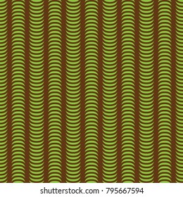 Brown and green wave seamless abstract pattern. Wavy stripes. Vector illustration.