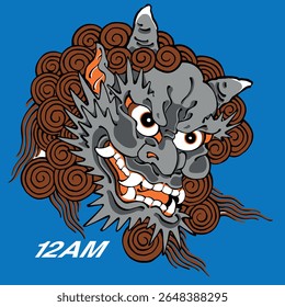 Brown and grey Dragon head tattoo design, 