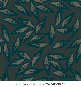 brown and grey seamless vector stock leaf pattern on pink background