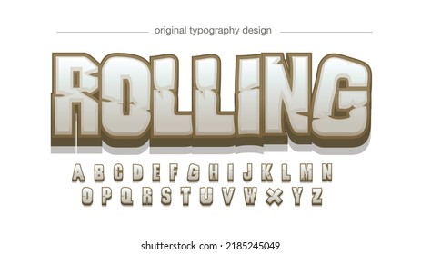 brown and grey stone pattern cartoon typography