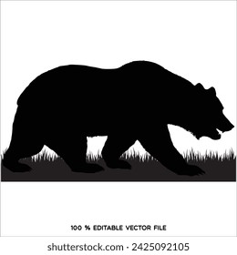 Brown grizzly bear silhouette vector
