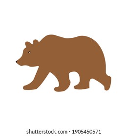 Brown Grizzly Bear Vector Illustration on White