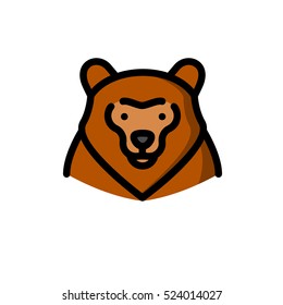 Brown grizzly bear vector illustration, outline style icon