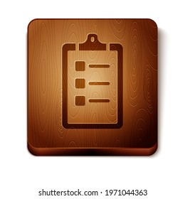 Brown Grooming salon price list icon isolated on white background. Wooden square button. Vector