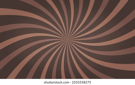 Brown groovy vortex spiral twirl. Twirl sunburst psychedelic pattern. Vector illustration