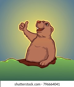 Brown groundhog. Cute hand drawn cartoon character.