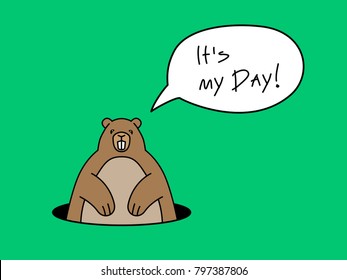 Brown groundhog sticking to waist of pit and he says It is my day