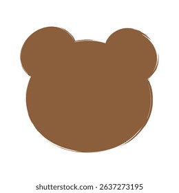 Brown grunge animal face silhouette. Bear head on isolated background. Vector illustration.
