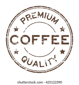 Brown grunge coffee premium quality stamp