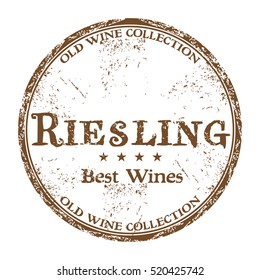 Brauner Gummistempel mit dem Text der besten Weine, Riesling, in der Stempel