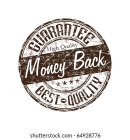 Brown grunge rubber stamp with the text money back guarantee written inside the stamp