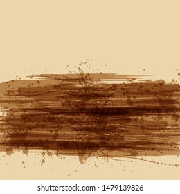 Brown grunge transparent ink blots and splashes isolated on light background