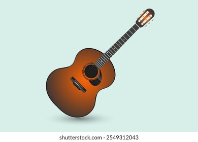 Brown guitar Classic vector-illustration on isolated background. A modern dark brown surface guitars acoustric icon vector