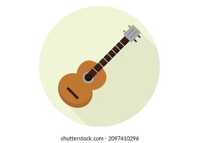 Brown Guitar Musical Instrument On Pink Background
