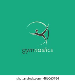 Brown gymnastics vector logo design with green background