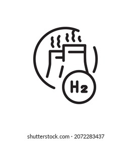 Brown H2 color line icon. Hydrogen energy. Isolated vector element. Outline pictogram for web page, mobile app, promo