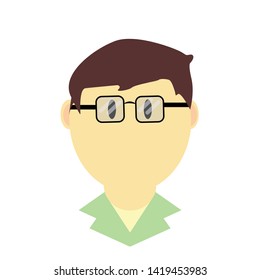 Brown hair boy with sunglasses and green shirt