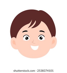 brown hair cartoon character. Cartoon face expression