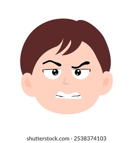 brown hair cartoon character. Cartoon face expression