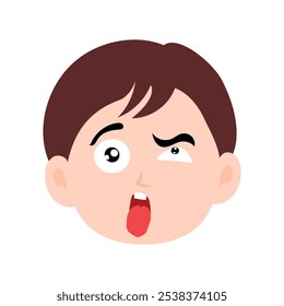 brown hair cartoon character. Cartoon face expression