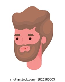 brown hair man cartoon with beard head design, male person people human social media and portrait theme Vector illustration