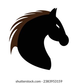 brown haired black horse vector logo image