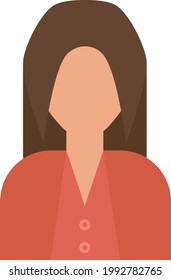Brown haired woman in red, illustration, on a white background.