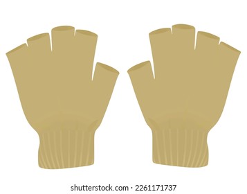 Brown half finger gloves. vector illustration