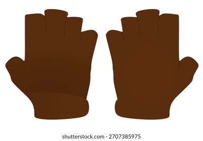 Guantes de medio dedo marrones. Ilustración vectorial	
