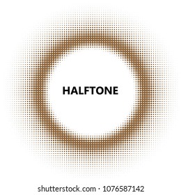 Brown halftone circles, dots pattern, vector, grunge. Comic texture background. Monochrome half-tone. Circle halftone Dots, white geometric gradient for pop art designs.