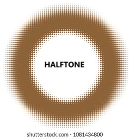 Brown halftone circles, dots pattern, vector, grunge. Comic texture background. Monochrome half-tone. Circle halftone Dots, white geometric gradient for pop art designs.