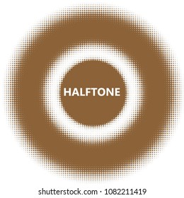 Brown halftone circles, dots pattern, vector, grunge. Comic texture background. Monochrome half-tone. Circle halftone Dots, white geometric gradient for pop art designs.