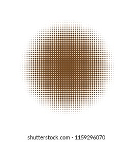 Brown halftone circles, dots pattern, vector, grunge. Comic texture background. Monochrome half-tone. Circle halftone Dots, White and brown geometric gradient for pop art designs.