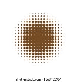 Brown halftone circles, dots pattern, vector, grunge. Comic texture background. Monochrome half-tone. Circle halftone Dots, White and brown geometric gradient for pop art designs.